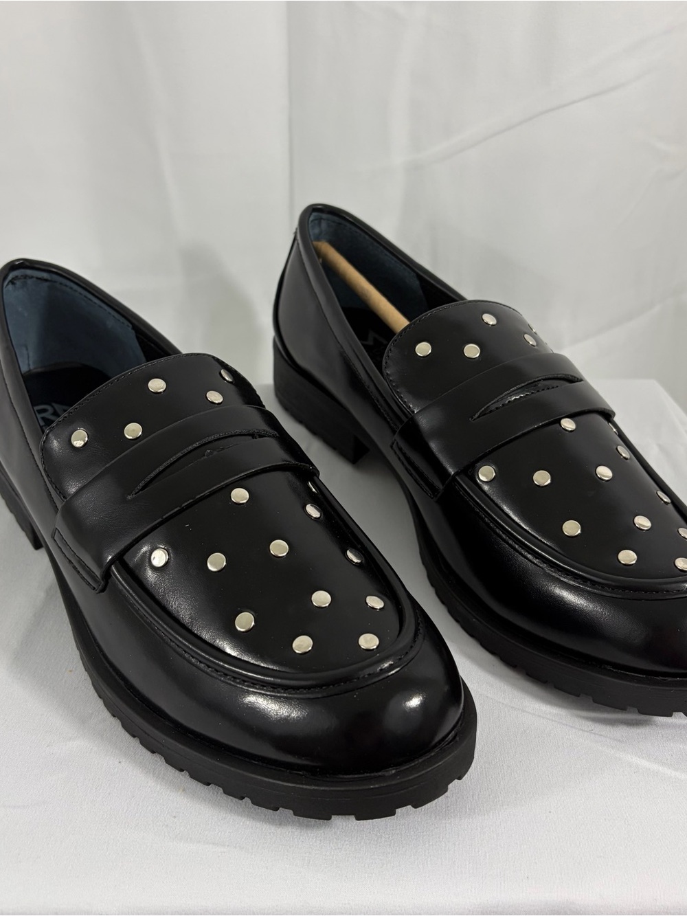 NWT Rebecca Minkoff Size 9.5 Black Studded Leather Loafers